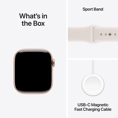 Apple Watch Series 11 GPS Smartwatch, 42mm, Rose Gold Aluminum Case with Light Blush Sport Band, Small/Medium (MEU04LW/A)
