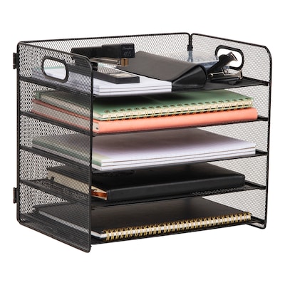 Mind Reader 5-Compartment Metal Desk Tray, Black (5MTROG-BLK)