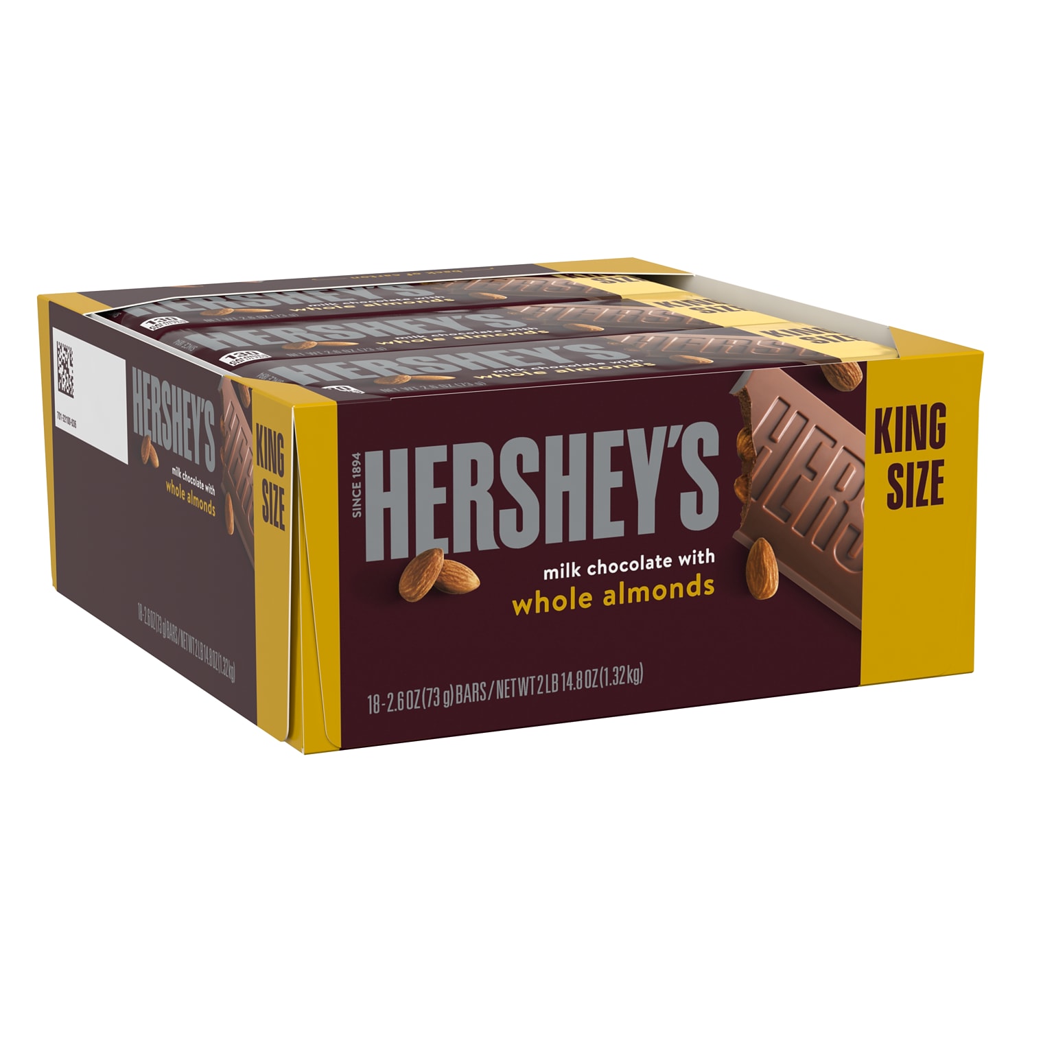 HERSHEYS King Size Milk Chocolate with Whole Almonds Candy Bars, 2.6 oz., 18/Box (HEC22100)