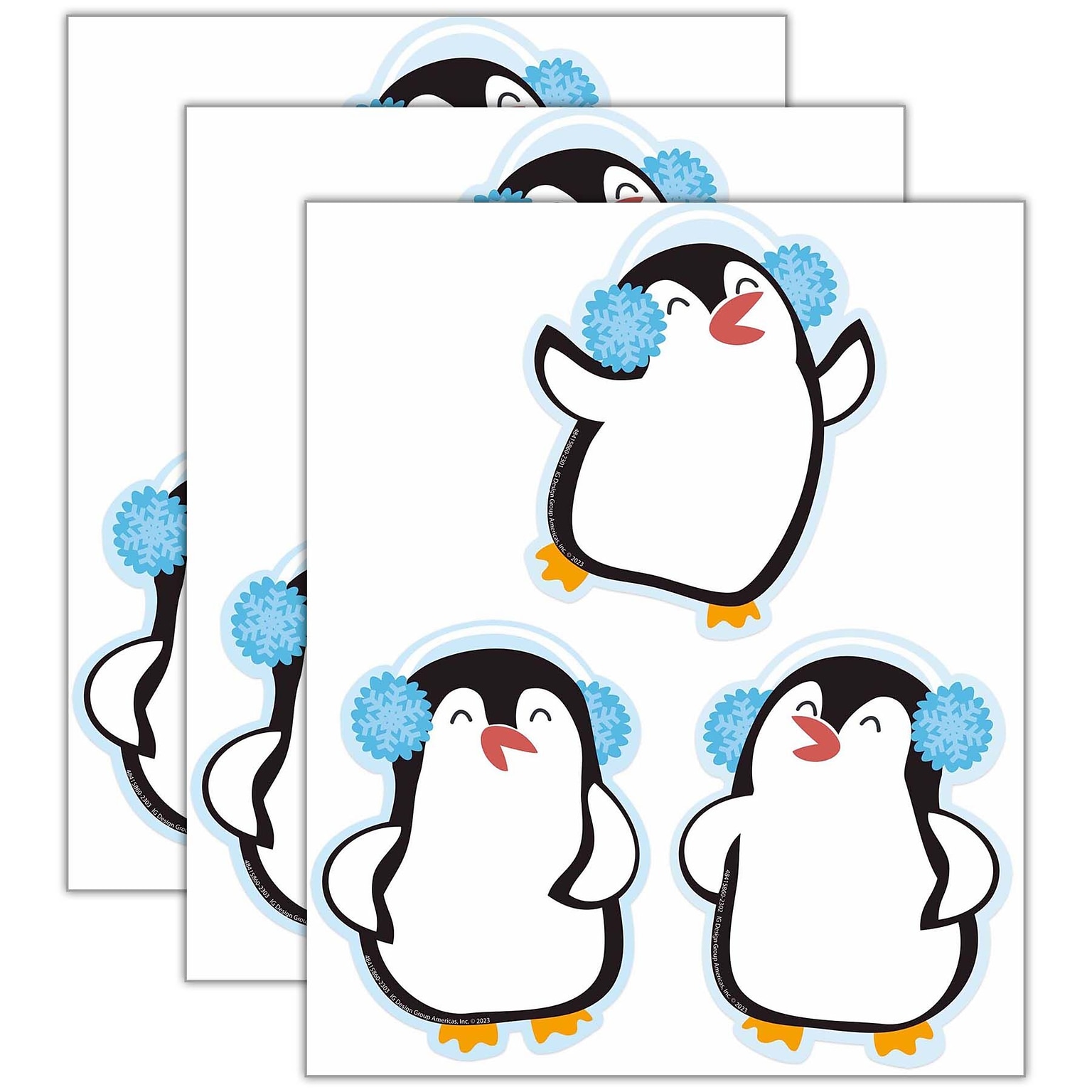Eureka Winter Penguins Paper Cut-Outs, 36/Pack, 3 Packs (EU-841586-3)