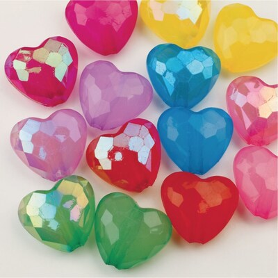 S&S 0.5 lb. Faceted Heart Bead Assortment, Assorted Colors (BE1281)