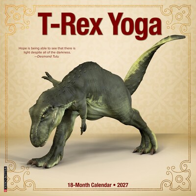 2027 Willow Creek T-Rex Yoga 12 x 12 Monthly Wall Calendar, Assorted Colors (62524)