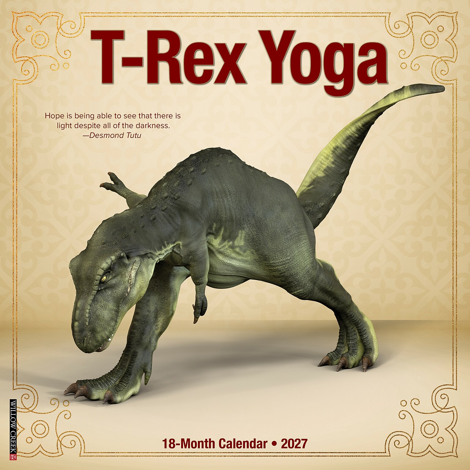 2027 Willow Creek T-Rex Yoga 12 x 12 Monthly Wall Calendar, Assorted Colors (62524)
