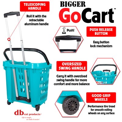 Dbest Bigger GoCart Rolling Basket, Teal (01-682)