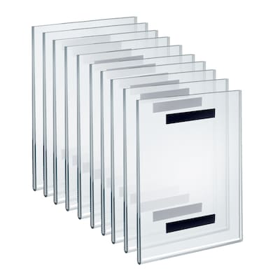Azar  8.5 x 11 Magnetic Sign Holder, Vertical, Wall Mounted, Clear, Acrylic, 10/Pack (129921)