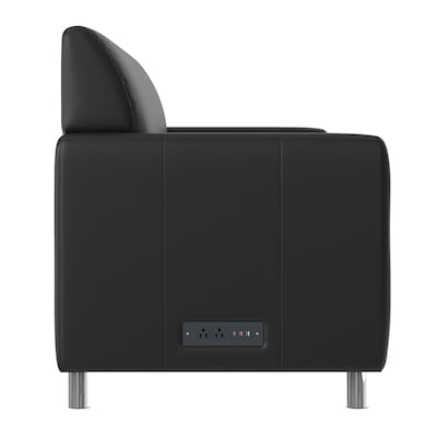 Flash Furniture Agent LeatherSoft Reception Sofa, Black/Chrome Legs (BT827U3BKCHR)