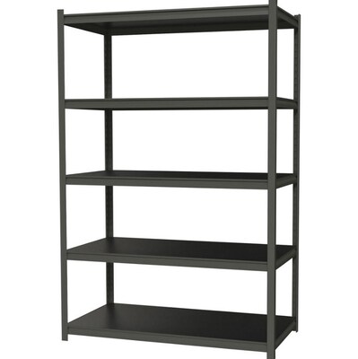 Lorell Iron Horse Riveted Shelving Unit, 3200 lb. Capacity, 48W x 18D x 72H, Black (LLR59702)