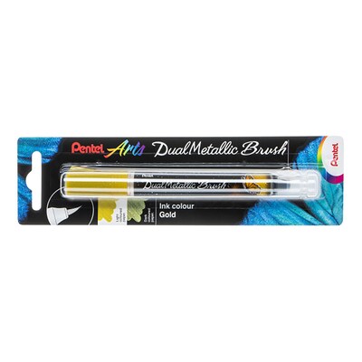 Pentel DualMetallic Brush, Brown Ink, 3/Bundle (PTAXGFHBPDXX-3)