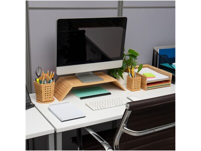 Mind Reader Ventilated Monitor Stand, Light Brown (LATMON-BRN)