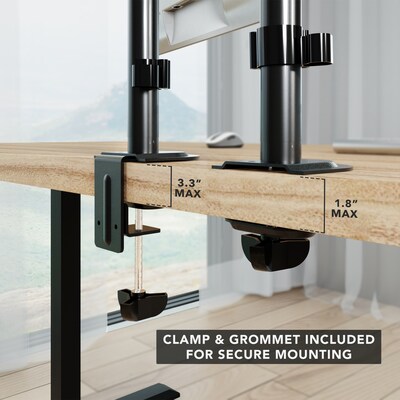 Mount-It! Adjustable Dual Monitor Arm Mount, Up To 32" Monitor, Black (MI-2752)