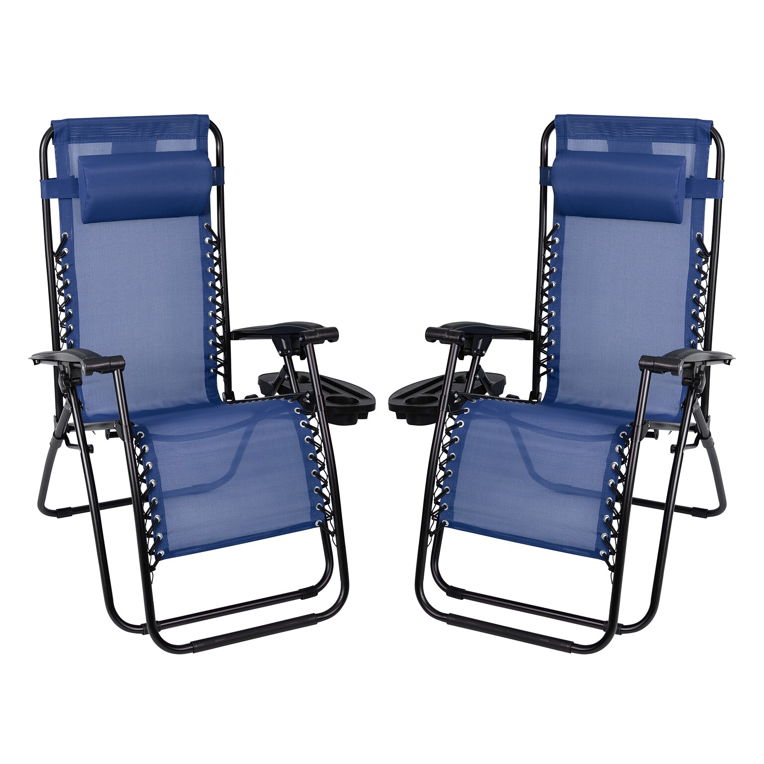 Flash Furniture Celestial Folding Reclining Lounge Chair, Navy, 2 Pack (2GM103122SSNV)