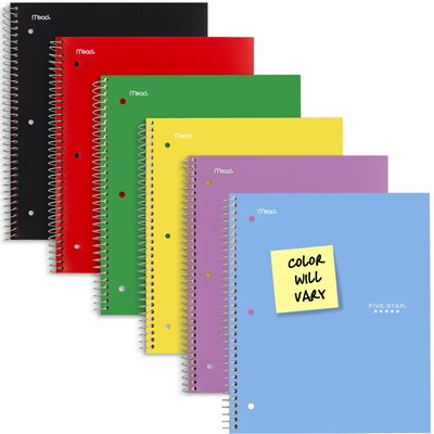 Five Star 5-Subject Subject Notebooks, 8 x 10.5, Wide Ruled, 200 Sheets, Color Chosen at Random (51016)