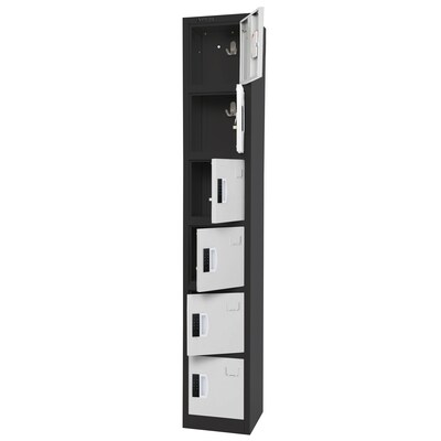 AdirOffice 72"H 6-Tier Black/White Storage Locker (ADI629-206-B-W-DL)