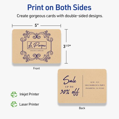 Avery Integrated Cards, 3.5" x 5", Kraft Brown, 100/Pack (95342)