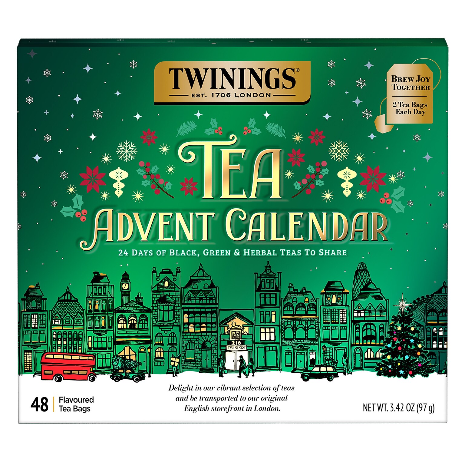 Twinings Tea Advent Calendar Assorted Tea Bags, 48/Box (F18323)