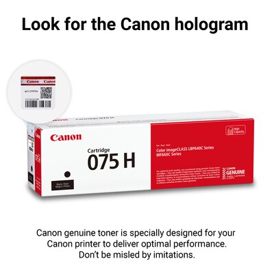 Canon 075 Black High Yield Toner Cartridge, Prints Up to 2,500 Pages (6369C001)