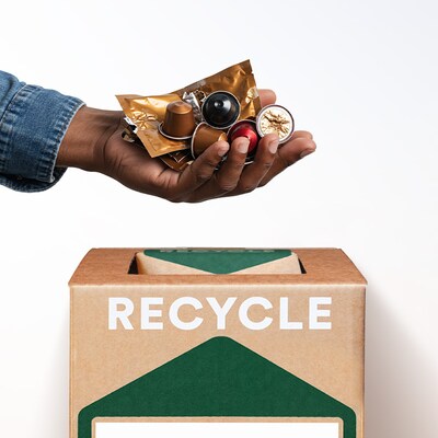 TerraCycle Cardboard Coffee Capsules Recycling Box, 10.5 Gallon, White/Green (171)