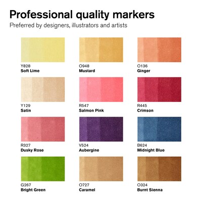 Winsor & Newton Promarker Dual-Tip Alcohol Based Marker, Manga Steampunk, 12/Pack (WNX0290143)