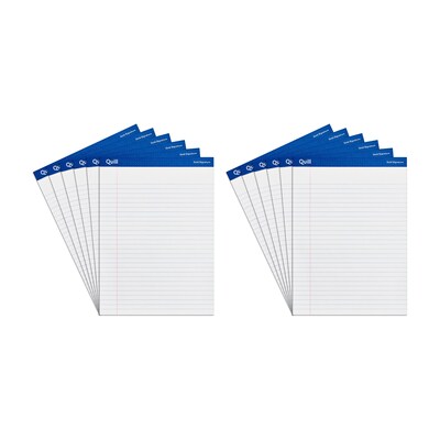 Quill Brand® Gold Signature Premium Series Legal Pad, 8-1/2" x 11", Wide Ruled, White, 50 Sheets, 12 Pads/Pack (742312)