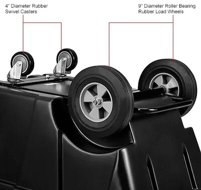 Global Industrial Standard Duty Plastic Tilt Truck, 1/2 Cu. Yd. Cap, 850 Lbs. Capacity, Black (800352)