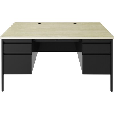 Lorell Fortress Series 60 W Double-Pedestal Desk, Black (LLR60930)