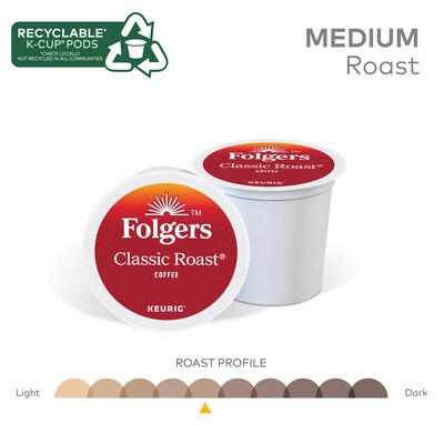 Folgers Classic Roast Coffee Keurig® K-Cup® Pods, Medium Roast, 48/Box (5000363378)