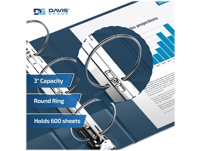 Davis Group Premium Economy 3" 3-Ring Non-View Binders, Navy, 6/Pack (2314-72-06)