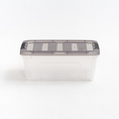 Iris 12.59 Quart Stack and Pull Plastic Latching Storage Bin, Clear, 8/Pack (500148)