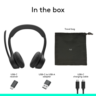 Logitech ZONE 305 For Business Bluetooth Stereo Headset, USB-C/A, MT Certified (981-001450)