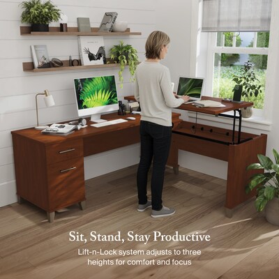 Bush Furniture Somerset 72"W 3 Position Sit to Stand L Shaped Desk, Hansen Cherry (SET014HC)