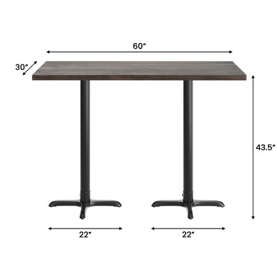 Flash Furniture Bennett Wooden Commercial Indoor Table, 60" x 30", Dark Brown Top/Black Base (GSF3060DBT2222B)