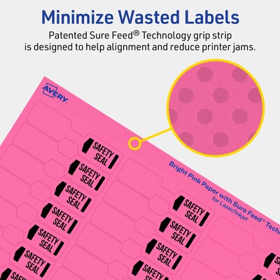 Avery Laser/Inkjet Barbell Multipurpose Labels, 0.5" x 2.5", Bright Pink, 900/Pack (94749)