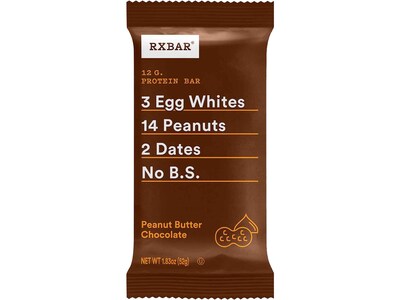 RX Bar Gluten Free Peanut Butter Chocolate Protein Bar, 1.83 oz., 12 Bars/Box (691519/RXF010)