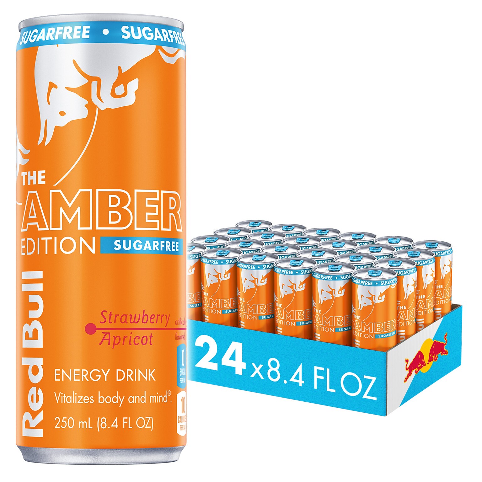 Red Bull Amber Edition Sugar-Free Strawberry Apricot Energy Drink, 8.4 oz., 24 Cans/Carton (RB243204)