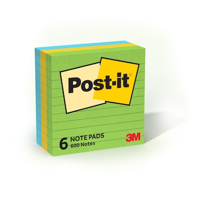 Post-it Notes, 4 x 4, Floral Fantasy Collection, Lined, 100 Sheets/Pad, 6 Pads/Pack (6753AUL)