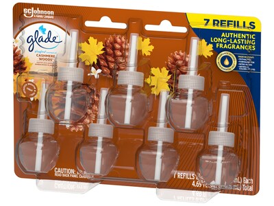 Glade PlugIns Scented Oil Refill, Cashmere Woods, 0.67 Fl. Oz., 7/Pack (350769)