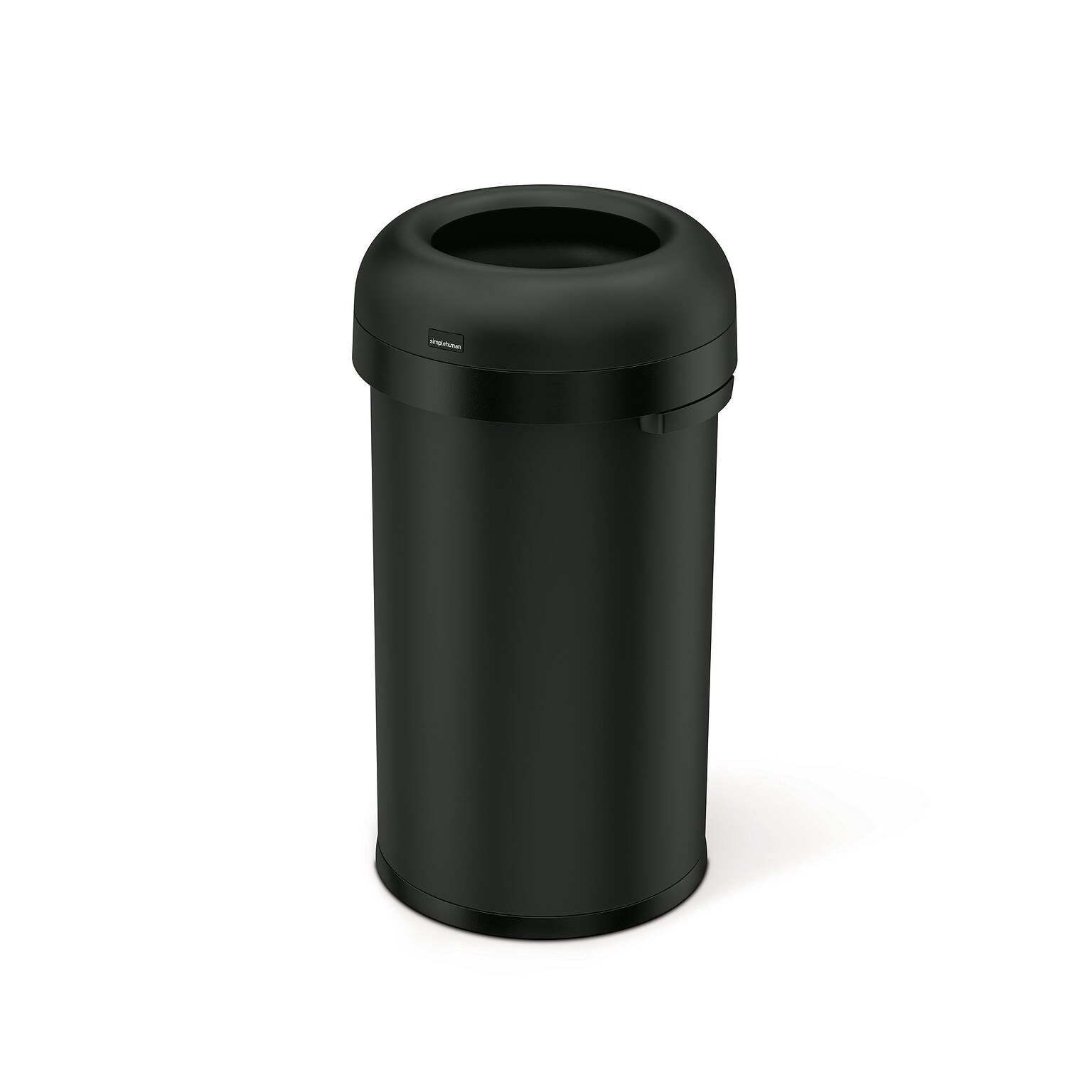 simplehuman 60L Bullet Can, Matte Black Heavy-Gauge Steel, Indoor Trash Can with Open Lid, 16 Gallon (CW1496)