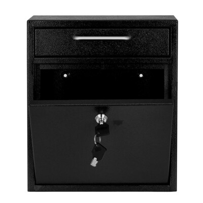 AdirOffice Steel Ultimate Locking Wall Mounted Drop Box Interoffice Mailbox, Medium, Black (631-05-BLK-PKG)