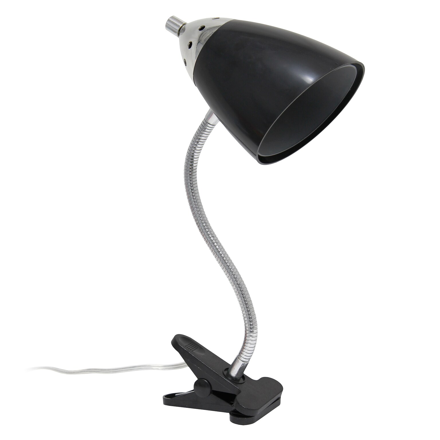 Creekwood Home Sleek Essentials 17.5 Adjustable Basic Clip On Reading Light with Flexible Gooseneck, Black (CWD-1006-BK)