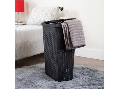 Mind Reader 10.57-Gallon Laundry Hamper with Lid, Plastic, Plastic, Black (40HAMP-BLK)