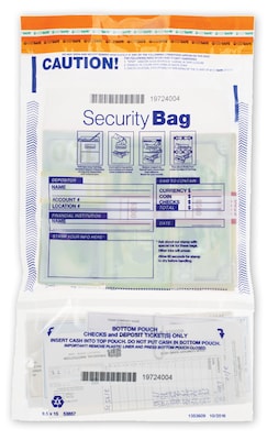 Dual Pocket Deposit Bag, Clear, 9 1/2 x 15, 100 per pack