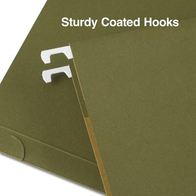 Quill Brand® Reinforced 5-Tab Box Bottom Hanging File Folders, 1" Expansion, Letter Size, Dark Green, 25/Box (730050)