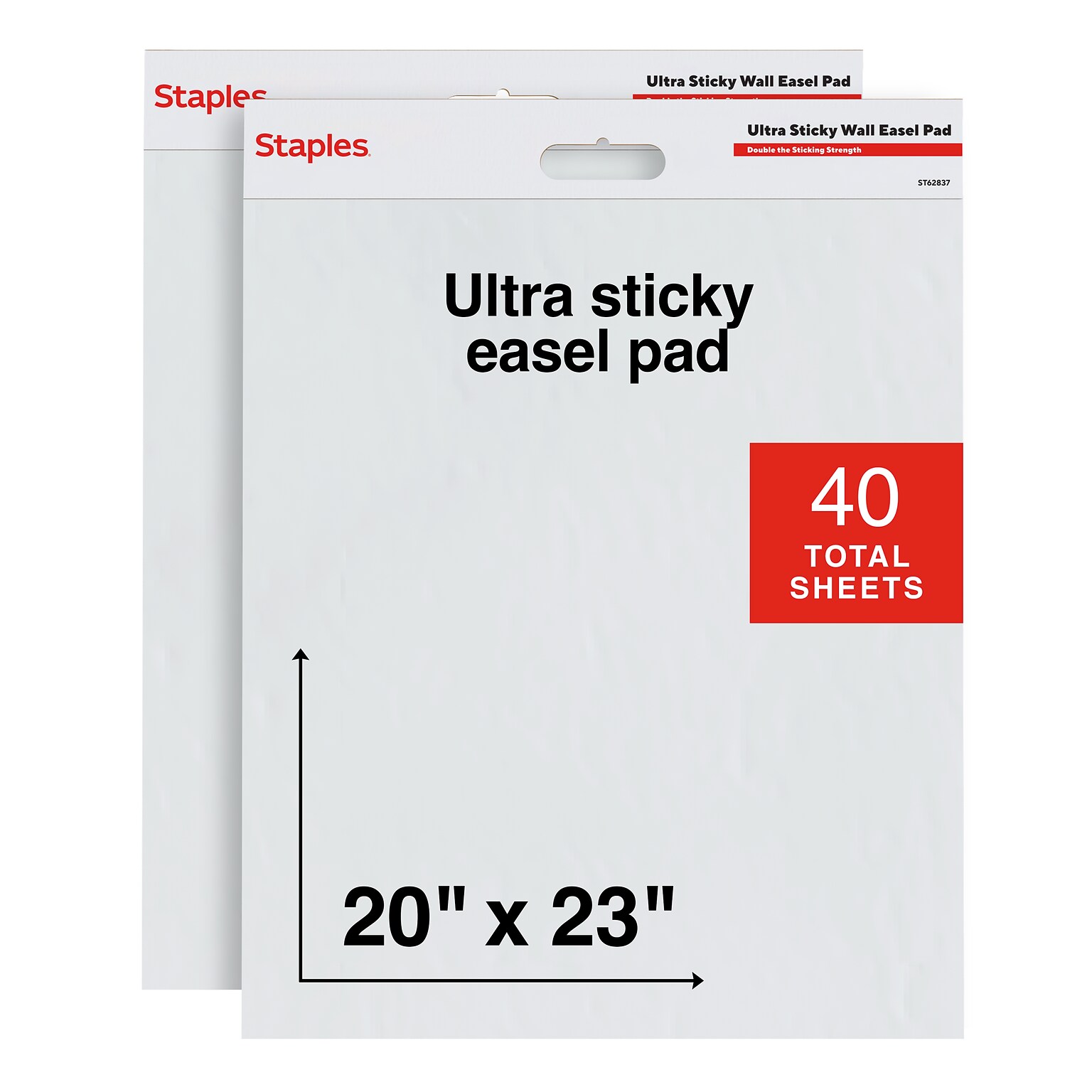 Staples Ultra Sticky Wall Easel Pad, 20 x 23, 20 Sheets/Pad, 2 Pads/Pack (ST62837)