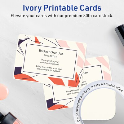 Avery Matte General Use Blank Cards, Ivory, 100/Pack  (95340)