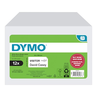 DYMO LabelWriter Large Shipping Labels, 57mm x 104mm, White, 250 Labels/Roll, 12 Rolls/Box (2229751)