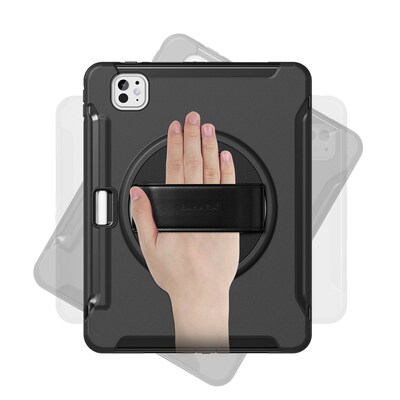 SaharaCase Raider Heavy Duty Hand Strap Case for iPad Pro 13" (M4 2024/M5 2025), Scorpion Black (TB00384)