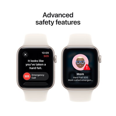 Apple Watch SE 3 GPS + Cellular Smartwatch, 44mm, Starlight Aluminum Case with Starlight Sport Band, Medium/Large (MEPF4LW/A)