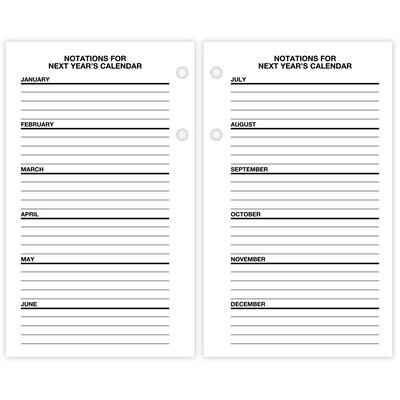 2026 AT-A-GLANCE Financial 6" x 3.5" Personal Organizer Refill Pages, White/Black (S170-50-26)