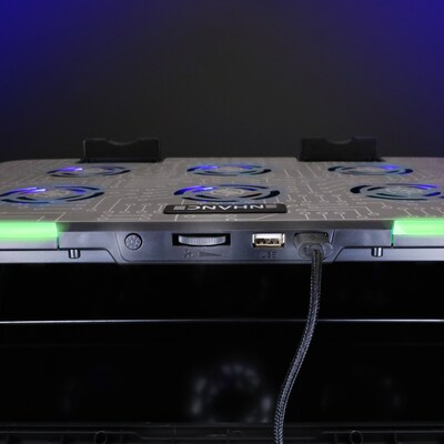 Enhance Voltaic 2 Adjustable Laptop Cooling Pad Stand with 6 Fans, 2 USB Ports, RGB Lighting (ENVOC62100CLWS)