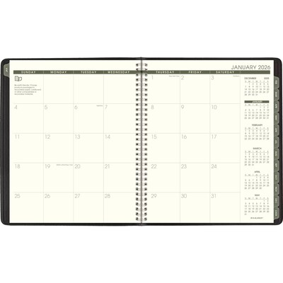 2026 AT-A-GLANCE Recycled 9 x 11 Monthly Planner, Faux Leather Cover, Black (70-260G-05-26)